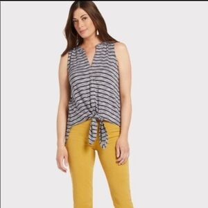 Sunday in Brooklyn Anthropologie Striped Waist Tie Top